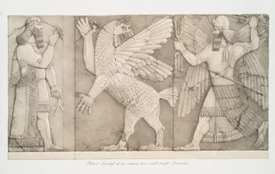 Basreliefs am Eingang zu einem kleinen Tempel in Nimrud [Kalhu], 1853