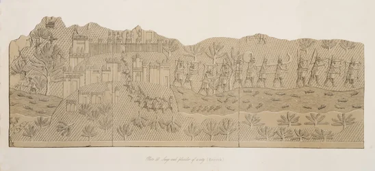 Belagerung und Plünderung einer Stadt (Kouyunjik), aus Denkmäler von Ninive, veröffentlicht 1849