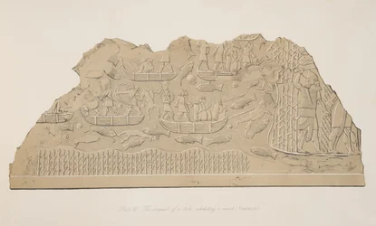 Die Eroberung eines Stammes, der in einem Sumpf lebt (Kouyunjik), aus Denkmäler von Ninive, veröffentlicht 1849