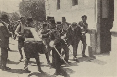 Die Verhaftung von Gavrilo Princip nach der Ermordung von Erzherzog Franz Ferdinand von Österreich in Sarajevo