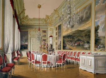Speisesaal in den Kaiserlichen Apartments, Schloss Schönbrunn (UNESCO-Weltkulturerbe)