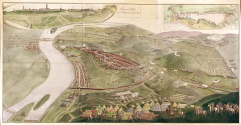 Karte zur Veranschaulichung der Eroberung von Buda, 1686