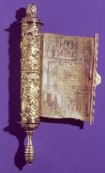 Megillah (Esther-Rolle) in einem Silbergehäuse, Wien, ca. 1715
