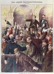 Polizei löst ein Protesttreffen arbeitsloser Arbeiter auf, 1897