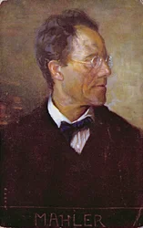Postkarte mit einem Porträt von Gustav Mahler (1860-1911) ca. 1910