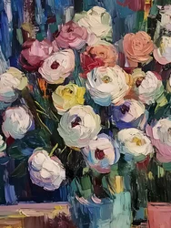 Bunt gemalte Blüten