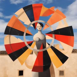 Elegante Frau Geometrischer Himmel