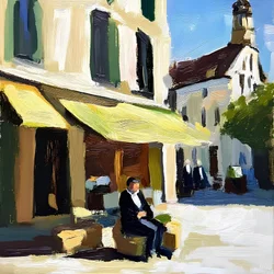 Mann im sonnigen Café