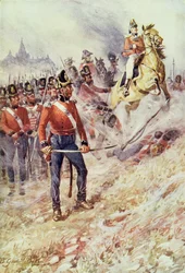 Sir John Moore (1761-1809) bei A Coruña, 16. Januar 1809, aus „Britische Schlachten zu Land und zu Wasser“, herausgegeben von Sir Evelyn Wood (1838-1919), erstmals veröffentlicht 1915