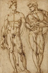 Studie von zwei Männern (recto); Studie des Kopfes eines bärtigen Mannes (verso)