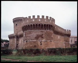 Mittelalterliche Kunst: Ansicht der Burg von Papst Julius II. (Giulio) realisiert von Architekt Baccio Pontelli (ca. 1450-1494), Gregoriopoli