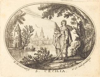 Heilige Cäcilia in einer Landschaft