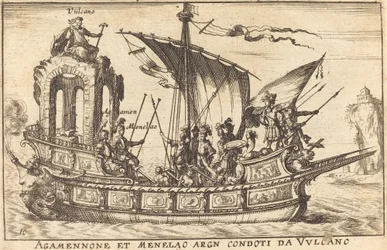 Agamemnon und Menelaos von Vulkan geführt