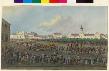 Krönungszug Kaiser Ferdinands I. zu seiner Krönung zum König von Ungarn 1830