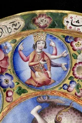 Gedeckter Schüssel, Untertasse und Löffel mit astrologischer Dekoration, frühes 19. Jahrhundert
