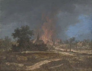 Brand in einem Dorf
