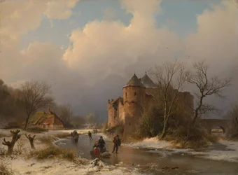 Ein Schloss in einer Winterlandschaft