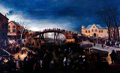Eine Winterlandschaft mit Schlittschuhläufern und Spielern, ca. 1640-50