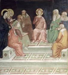 Jesus mit den Doktoren, aus einer Serie von Szenen des Neuen Testaments (Fresko)