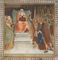 Szene aus dem Neuen Testament: Jesus vor Kaiphas