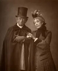 Amerikanische Schauspieler James Lewis und Ann Gilbert in A Night Off, 1886