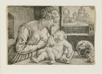 Mutter und Kind mit Schädel und Sanduhr, c. 1528-1530
