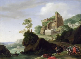 St. Peter und St. Johannes in einer Landschaft mit Ruinen