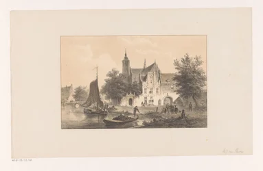 Stadtansicht mit Fluss und Kirche