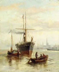 Eine Hafenszene mit Blick auf Venedig