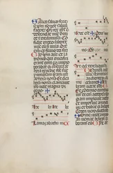 Missale: Fol. 121v: enthält Musik für Hely Hely Lama usw. innerhalb der St. Mattion Passion, 1469