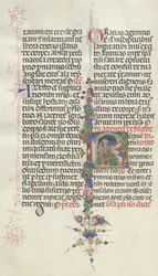 Missale: Fol. 387v: Der Tod dargestellt als Skelett mit einer Sichel, 1469