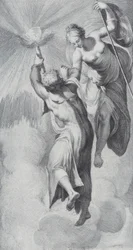 Minerva hilft Prometheus beim Versuch, den Himmel zu erklimmen, 1756