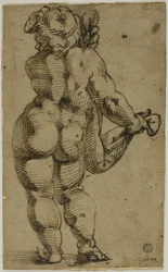 Stehender Putto von hinten gesehen