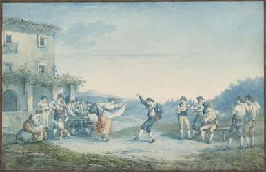 Tanz der Ramano, Illustration für Römische Trachten und Bräuche