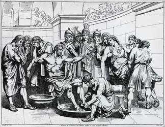 Tod des Seneca, Stich von Bartolomeo Pinelli (1781-1835), aus Istoria dell
