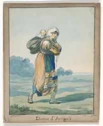 Frau aus Antigoli, Illustration für Römische Kostüme und Bräuche