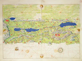 Das Heilige Land, aus einem Atlas der Welt in 33 Karten, Venedig, 1. September 1553 (Tinte auf Pergament)