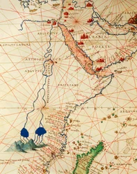 Der Indische Ozean und Teile von Asien und Afrika: der Verlauf des Nils, aus dem Atlas der Welt in dreiunddreißig Karten von Battista Agnese