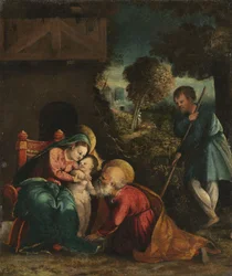 Heilige Familie mit einem Hirten