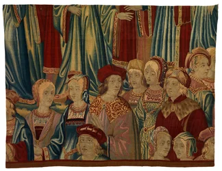 Wandteppichfragment, Comtiers, hergestellt in Brüssel, Belgien, ca. 1520 (Wolle & Seide)
