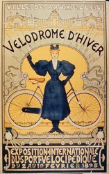 Winter-Radrennbahn, Internationale Ausstellung des Velocipedsports, Brüssel, 2.-10. Februar 1895