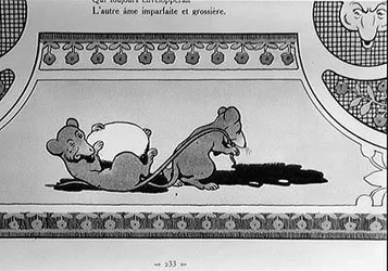 Die zwei Ratten, Füchse und Ei (Gravur, 20. Jahrhundert)