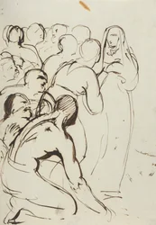 Studie einer Gruppe von Figuren, kniend und stehend