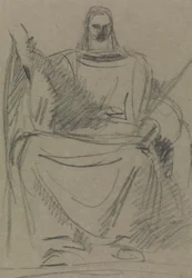 Studie einer sitzenden männlichen Figur
