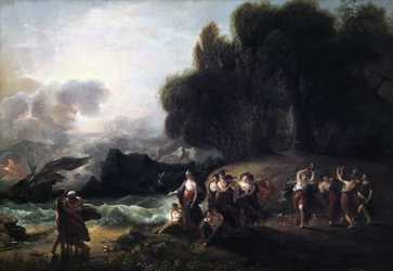 Kalypsos Empfang von Telemachus und Mentor
