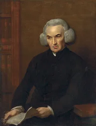 Porträt von Dr. Richard Price, einen Brief von Benjamin Franklin haltend