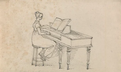 Frau an einem Tafelklavier