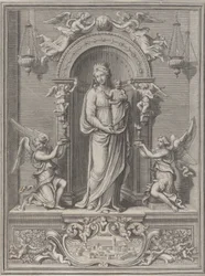 Madonna von Loreto, in einer Nische mit einem Engel auf jeder Seite