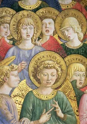 Engelschor, Detail aus dem Zyklus der Reise der Heiligen Drei Könige in der Kapelle, ca. 1460 (Detail)