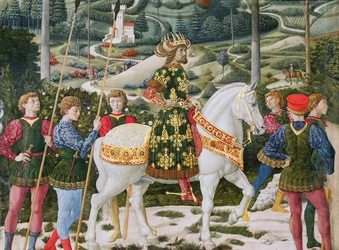 Johannes VII. Palaiologos 1391-1448, oströmischer Kaiser, als einer der Heiligen Drei Könige, Detail aus dem Zyklus der Reise der Heiligen Drei Könige in der Kapelle, ca. 1460 (Detail)